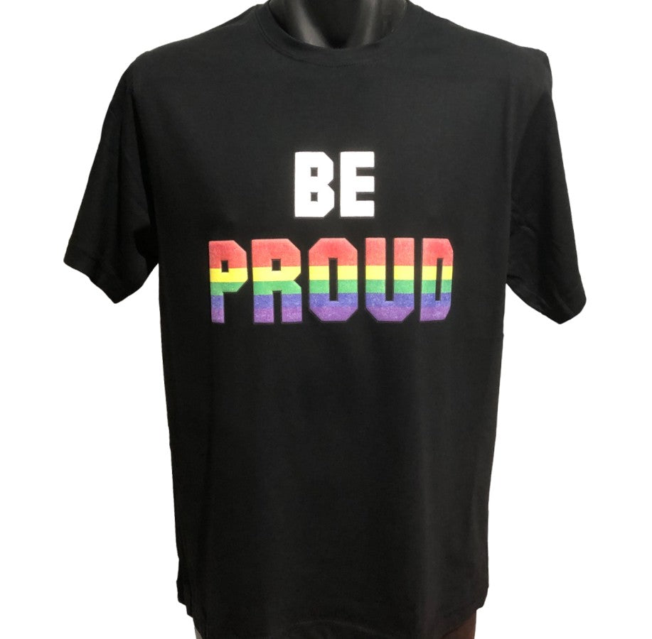Be Proud Rainbow 3D Puff Print TShirt (Black) LGBTQA+ Pride TShirts