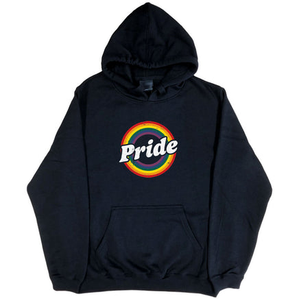 Retro Rainbow Pride Logo Hoodie (Black)