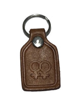 Lesbian Symbol Hand Made Leather Keyring - Vintage Stamped Leather, Handmade