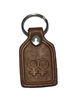 Lesbian Symbol Hand Made Leather Keyring - Vintage Stamped Leather, Handmade
