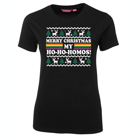 Merry Christmas Ho-Ho-Homos Femme Fit T-Shirt (Black)