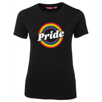 Retro Rainbow Pride Femme Fit T-Shirt (Black)