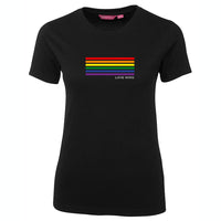 Rainbow Stripes Love Wins Femme Fit T-Shirt (Black)