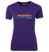 Rainbow Stripes Love Wins Femme Fit T-Shirt (Purple)