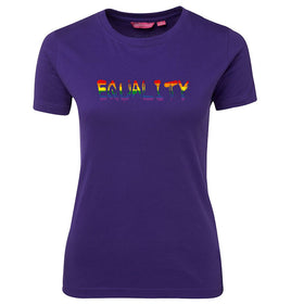 Equality ("Painted" Rainbow Flag Colours) Femme Fit T-Shirt (Purple)