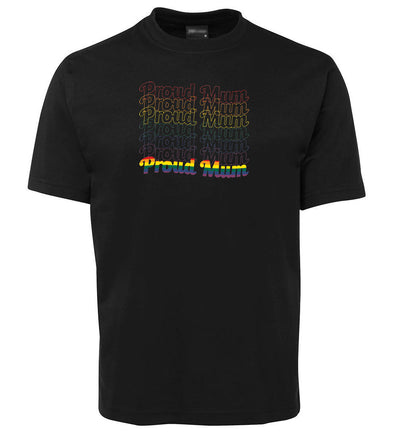 Proud Mum Rainbow Flag Colours T-Shirt (Black)