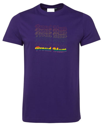Proud Mum Rainbow Flag Colours T-Shirt (Purple)