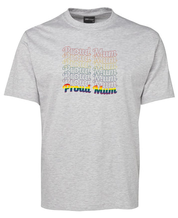 Proud Mum Rainbow Flag Colours T-Shirt (Snow Grey)