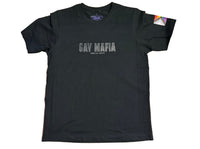 Gay Mafia "Hidden" Logo with Rainbow Sleeve Print T-Shirt (Black) - Modern Pride Flag Sleeve