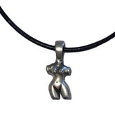 Femme Form Pendant on Leather Necklace - Close-up of Front of Body