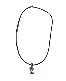 Femme Form Pendant on Leather Necklace - Front of Body
