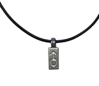 Male Symbol Pendant on Leather Necklace - Close-up of Pendant