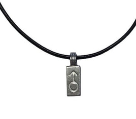 Male Symbol Pendant on Leather Necklace - Close-up of Pendant