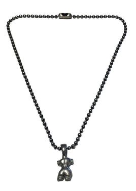 Femme Form Pendant on Silver Oxide Tone Ballchain - Female Body Back View with Kiss on Butt Cheek