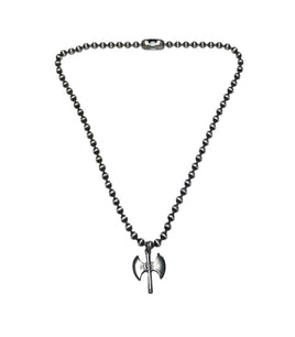 Labrys Pendant on Silver Oxide Tone Ballchain Necklace
