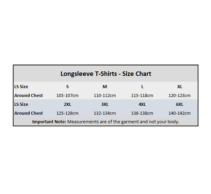 Longsleeve T-Shirt Size Chart
