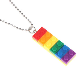 Rainbow Flag Bricks Pendant & Ball Chain Necklace