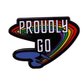 Proudly Go Sci-Fi Themed Rainbow Pride Flag Enamel Badge