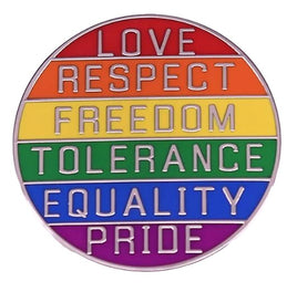 Rainbow Pride Flag Values List Enamel Badge (Round)