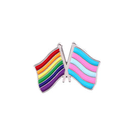 Transgender Flag & Rainbow Pride Flag Enamel Badge