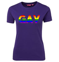 Big GAY Logo Femme Fit T-Shirt (Purple)