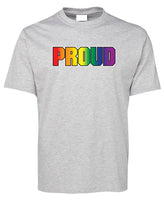 Proud (Rainbow Colours) T-Shirt (Snow Grey)