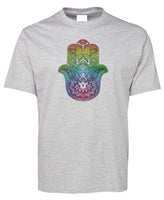 Rainbow HAMSA T-Shirt (Snow Grey)