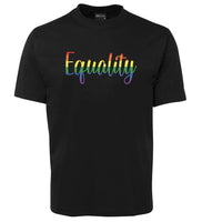 Equality (Rainbow Flag Colours) T-Shirt (Black Colour)