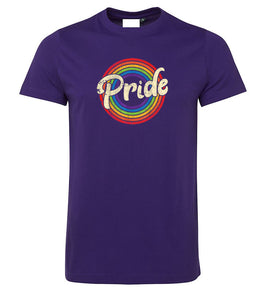 Retro Rainbow Pride Logo T-Shirt (Purple)