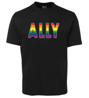 Ally (Rainbow Flag Colours) T-Shirt (Black)