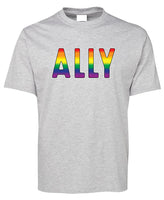 Ally (Rainbow Flag Colours) T-Shirt (Snow Grey)