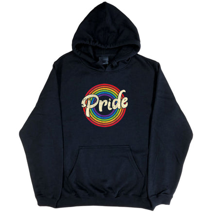 Retro Rainbow Pride Logo Hoodie (Black)