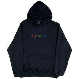 Rainbow Heartbeat Pride Hoodie (Black)