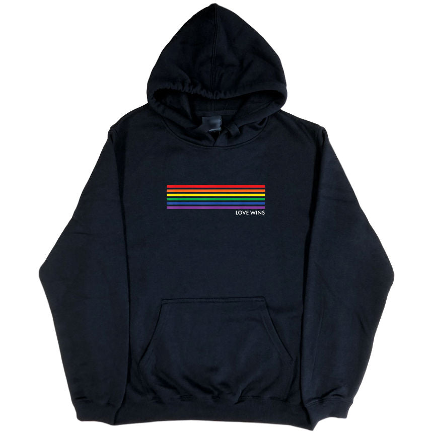 Rainbow Stripes Love Wins Hoodie Black LGBTQA Pride Gear for