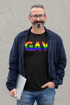 Big GAY Logo T-Shirt - Shown When Worn