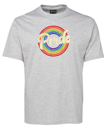 Retro Rainbow Pride Logo T-Shirt (On Snow Grey)