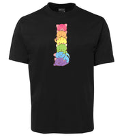 Rainbow Kitty Stack T-Shirt (Black)