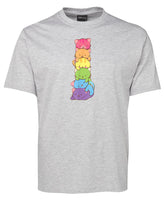 Rainbow Kitty Stack T-Shirt (Snow Grey)