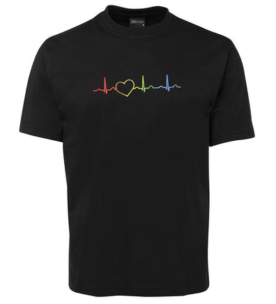 Rainbow Heartbeat Pride T-Shirt (Black)