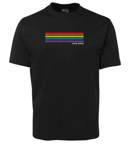 Rainbow Stripes Love Wins T-Shirt (Black)