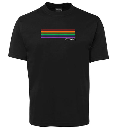 Rainbow Stripes Love Wins T-Shirt (Black)