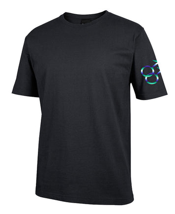 Gay Symbol Sleeve Print in Gay Flag Colours T-Shirt (Black)