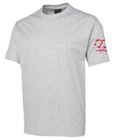 Lesbian Symbol Sleeve Print in Lesbian Flag Colours T-Shirt (Snow Grey)