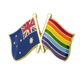 Australian Flag & Rainbow Pride Flag Enamel Badge