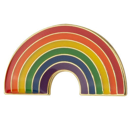 Traditional Pride Flag in Rainbow Shape Enamel Badge