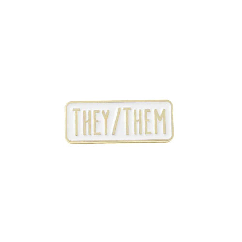 They / Them Pronoun Badge - Rectangular Pronoun Badges (Metal & Enamel ...